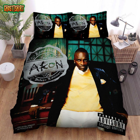 Akon Konvicted Deluxe Edition Album Cover Bed Sheets Spread Comforter Duvet Cover Bedding Set