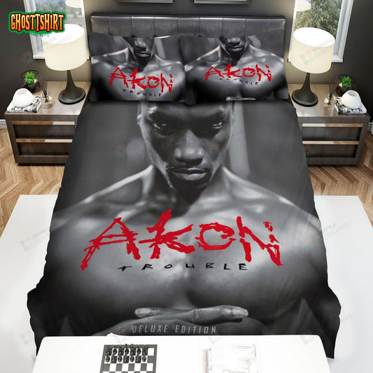 Akon Trouble Album Cover Bed Sheets Spread Comforter Duvet Cover Bedding Set