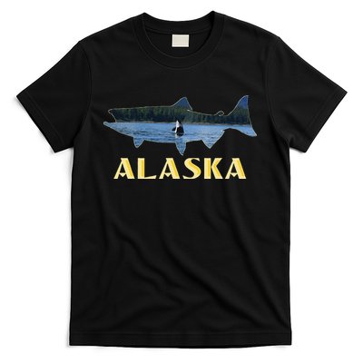 Alaska King Salmon Fishing Vacation Fisherman Orca Whale T-Shirt