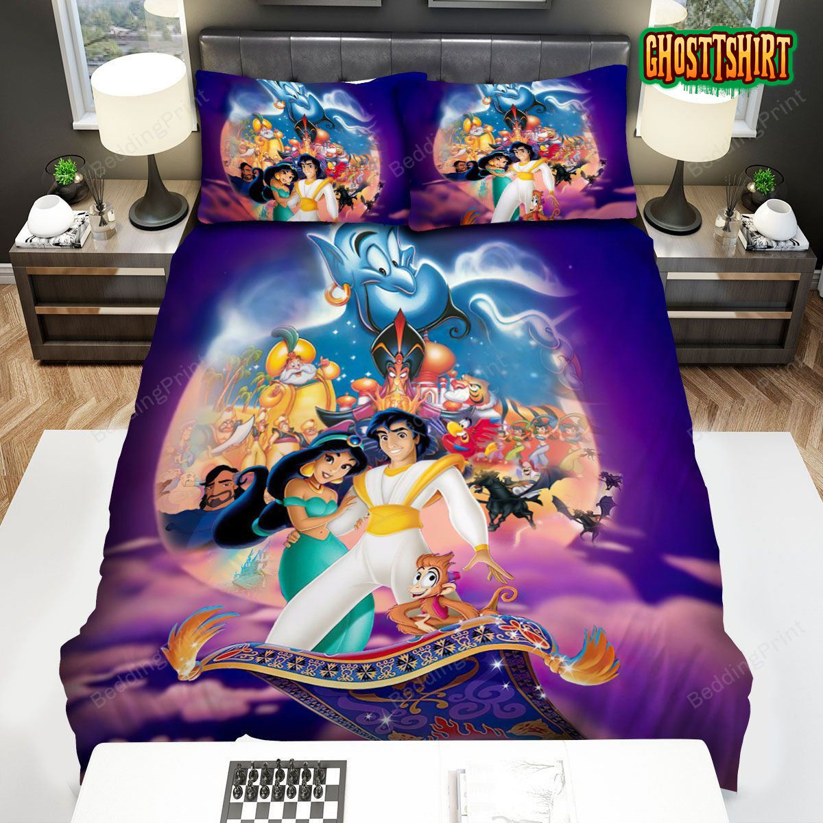 Aladdin And The Magic Lamp Characters Bed Sheets Duvet Cover Bedding Set