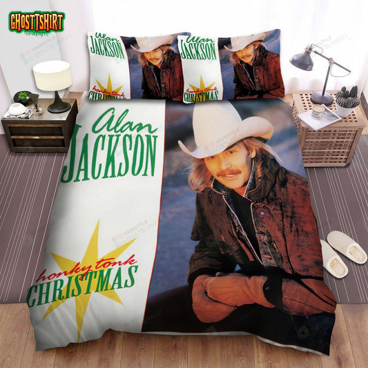 Alan Jackson Album Honky Tonk Christmas Bed Sheets Spread Comforter Duvet Cover Bedding Set