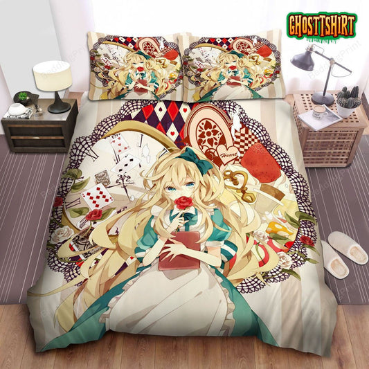 Alice In Wonderland, Anime Style Bed Sheets Duvet Cover Bedding Set