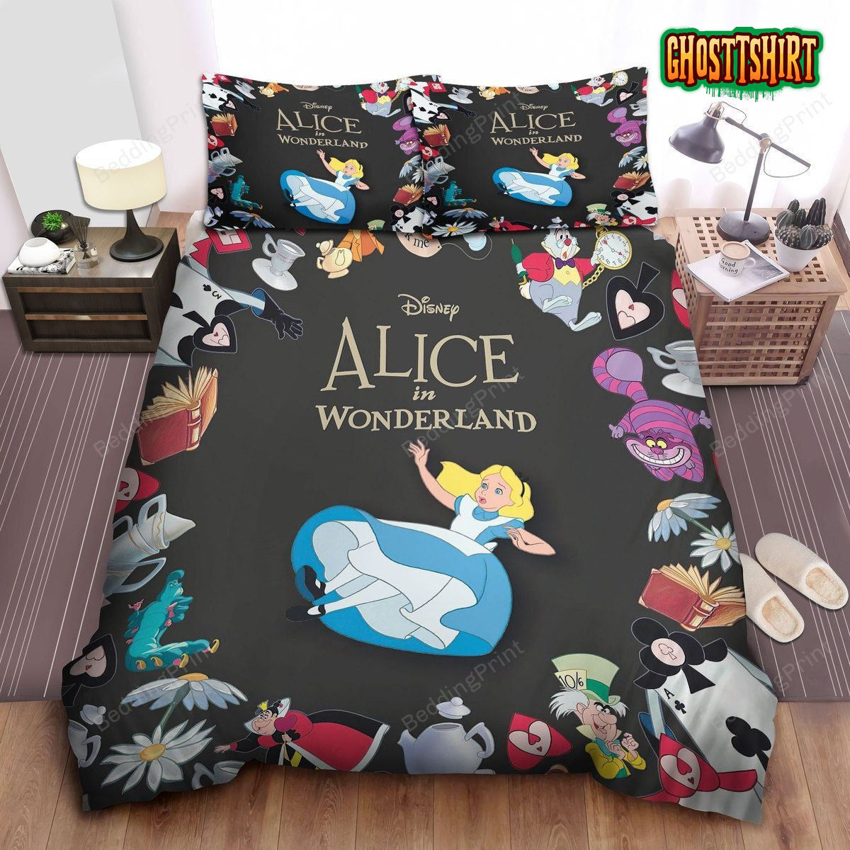 Alice In Wonderland, Disney Cartoon Bed Sheets Duvet Cover Bedding Set