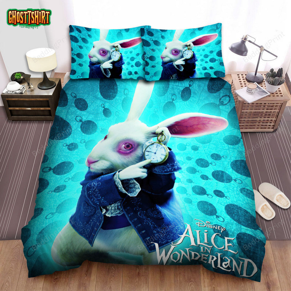 Alice In Wonderland (I) (2010) The White Rabbit Movie Poster Bed Sheets Duvet Cover Bedding Set
