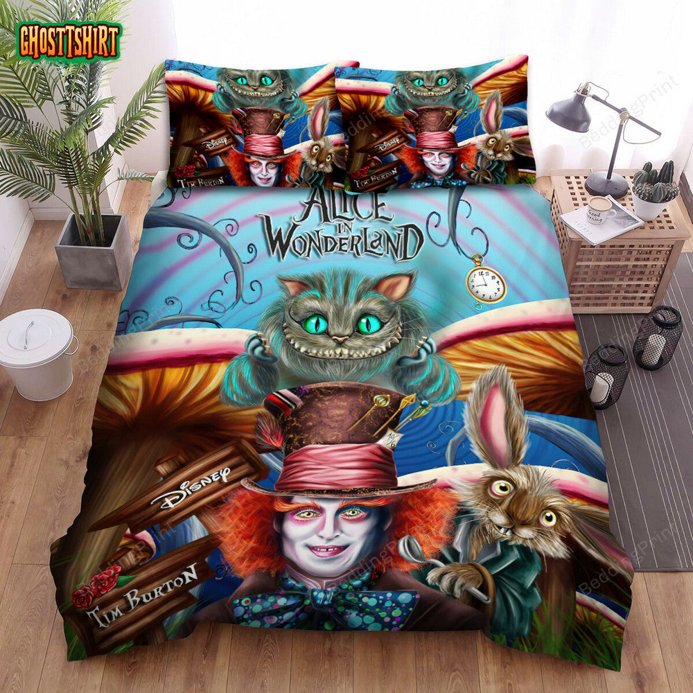 Alice In Wonderland (I) (2010) Tim Burton Movie Poster Bed Sheets Duvet Cover Bedding Set