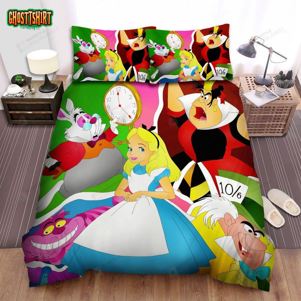 Alice In Wonderland Main Characters Bed Sheets Spread Duvet Cover Bedding Set