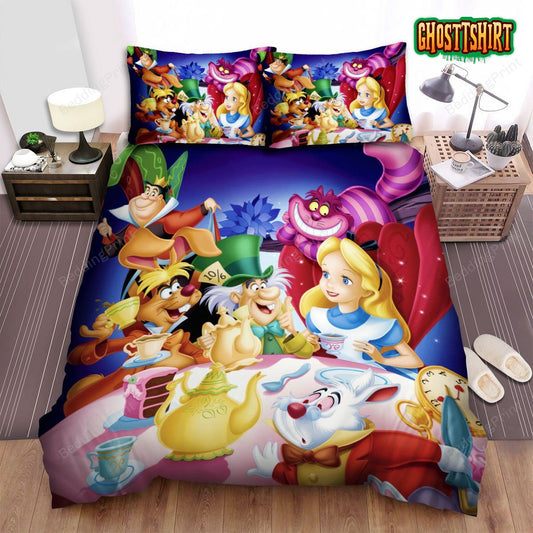 Alice In Wonderland Main Characters Key Art Bed Sheets Spread Duvet Cover Bedding Set