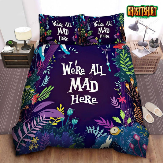 Alice In Wonderland, We're All Mad Here Alice Siting On The Tree Bed Sheets Duvet Cover Bedding Set