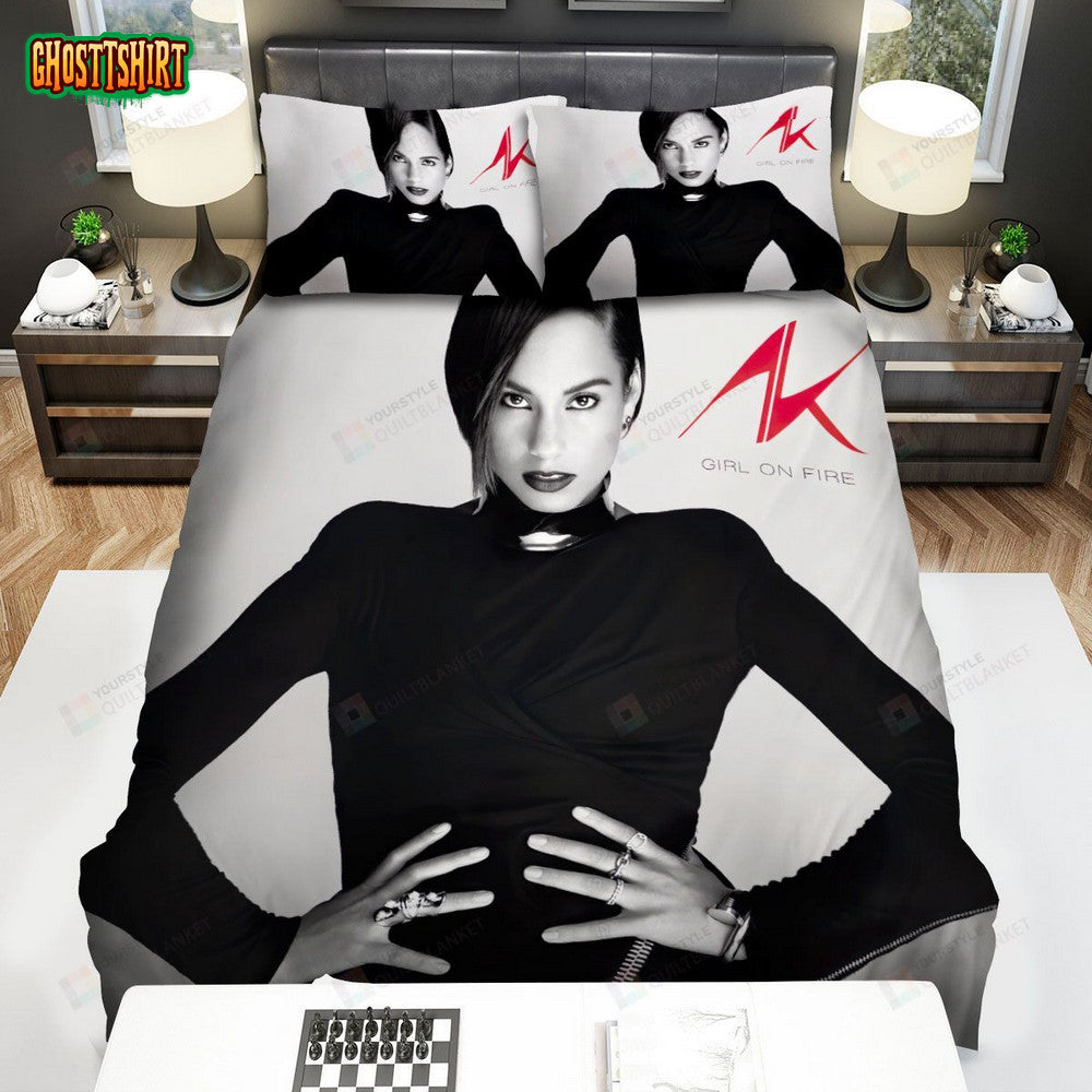 Alicia Keys, Girl On Fire Album Bed Sheets Spread Duvet Cover Bedding Set