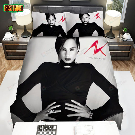 Alicia Keys, Girl On Fire Album Bed Sheets Spread Duvet Cover Bedding Set