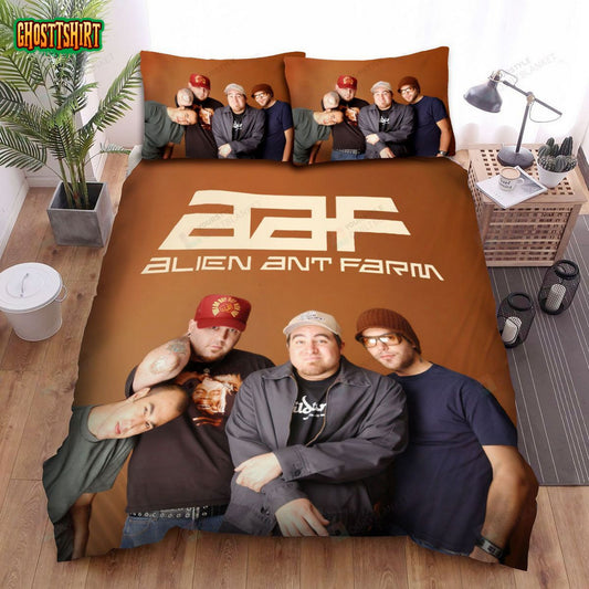 Alien Ant Farm Band Brown Background Bed Sheets Spread Comforter Duvet Cover Bedding Set