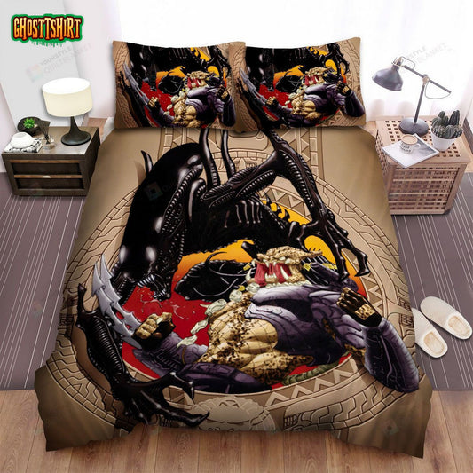 Alien Vs. Predator Movie Art 1 Bed Sheets Spread Comforter Duvet Cover Bedding Set