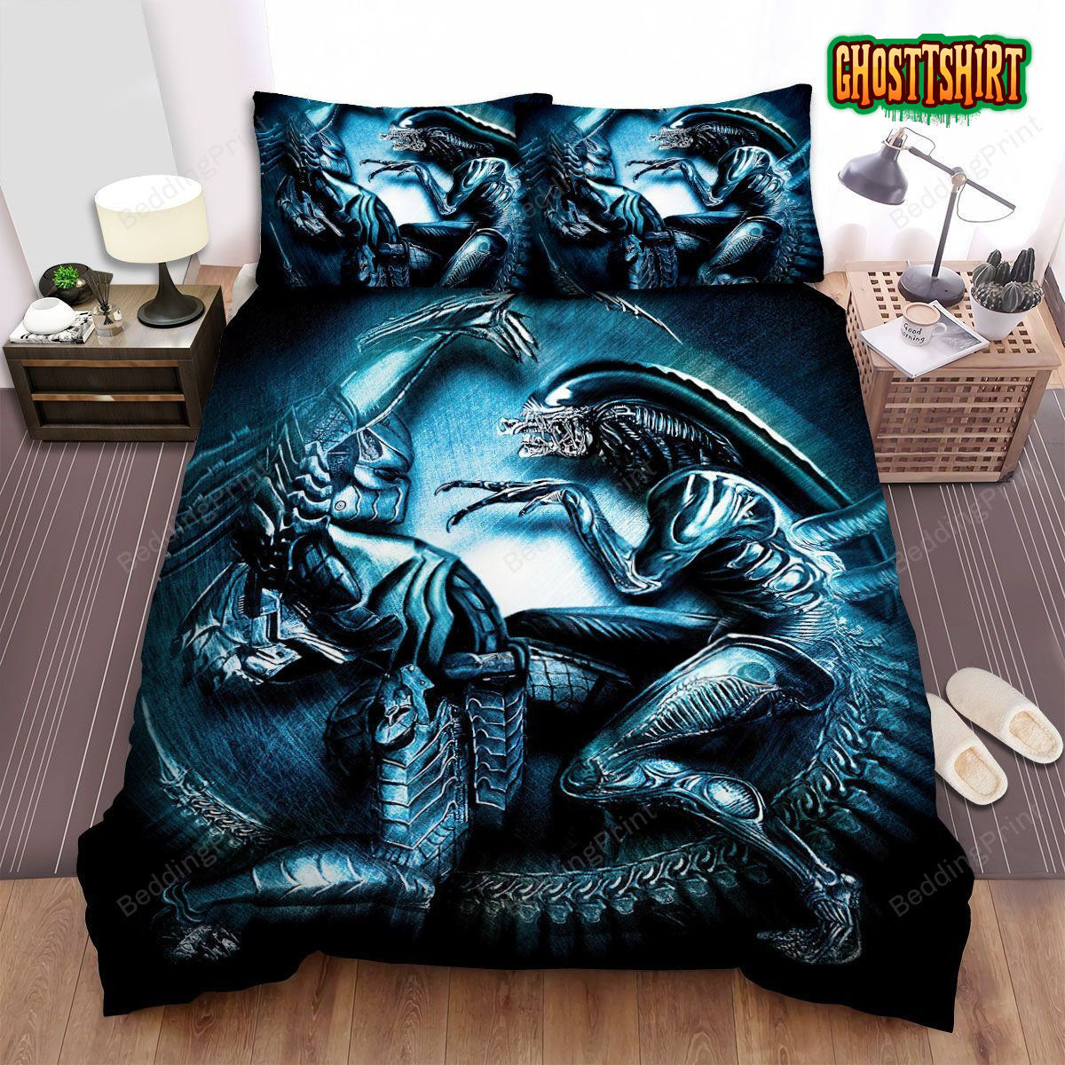 Alien Vs. Predator Movie Art 2 Bed Sheets Duvet Cover Bedding Set