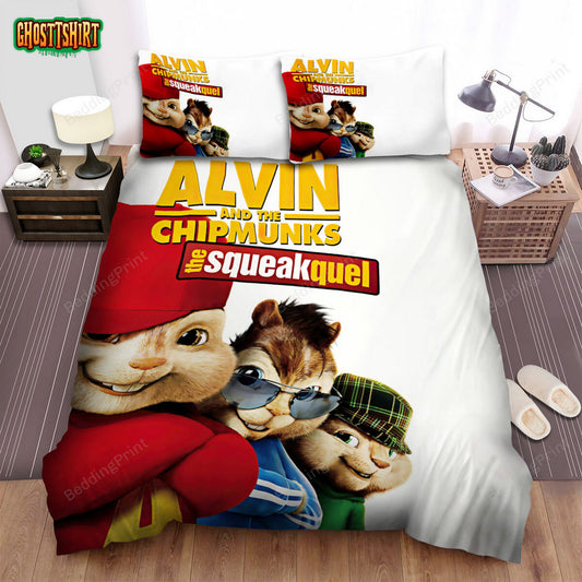 Alvin And The Chipmunks (2007) The Squeakquel Movie Poster Bed Sheets Duvet Cover Bedding Set