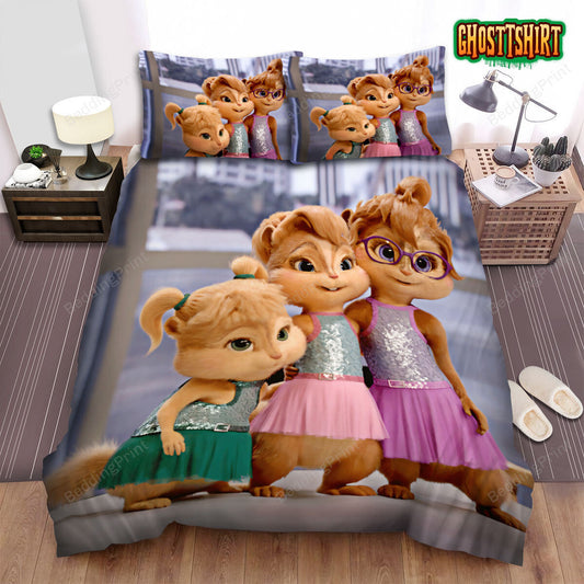 Alvin And The Chipmunks Three Beautiful Girls Bed Sheets Spread Duvet Cover Bedding Set
