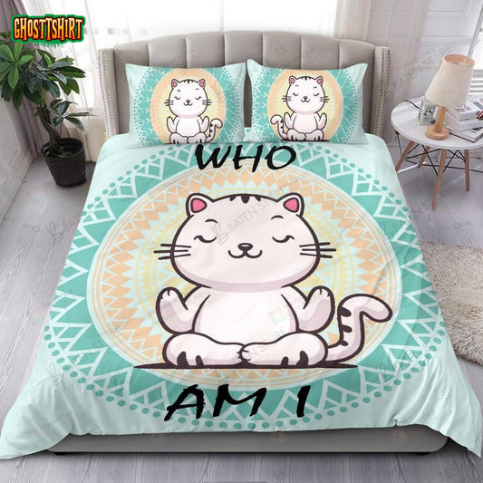 Am I Cat Cartoon Yoga Bed Sheets Duvet Cover Bedding Set