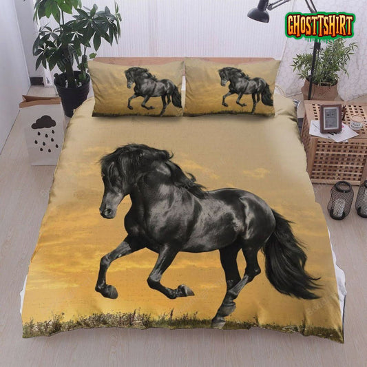 Amazing Black Horse Bed Sheets Duvet Cover Bedding Set