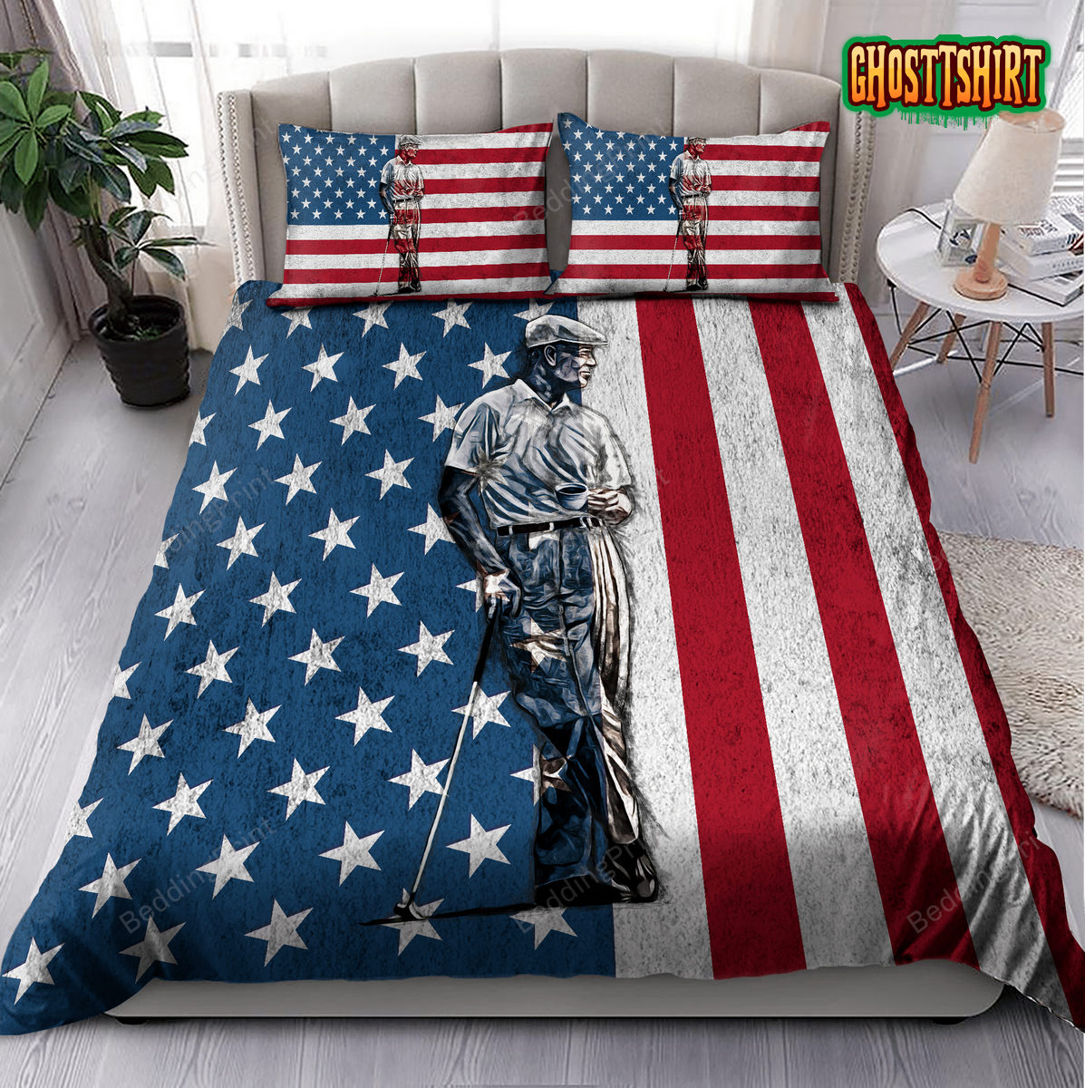 American Flag Golf Lover 3D Printed Bedding Set