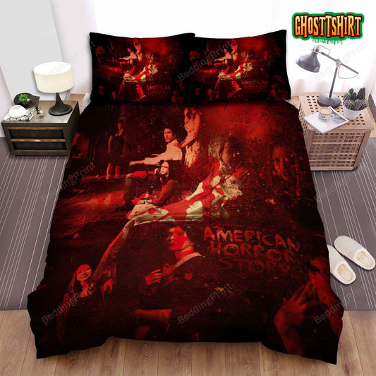 American Horror Story Bloody Movie Poster Bed Sheets Duvet Cover Bedding Set