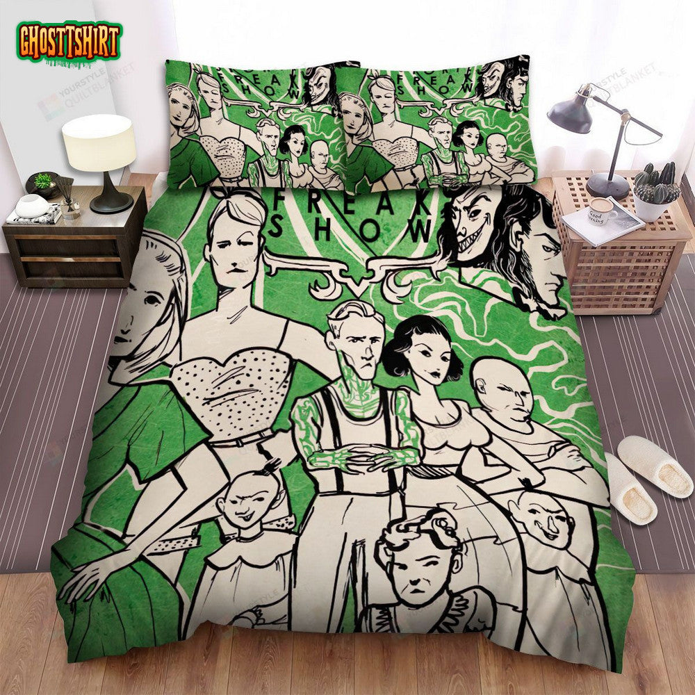 American Horror Story Green Movie Poster Bed Sheets Spread Comforter Duvet Cover Bedding Set