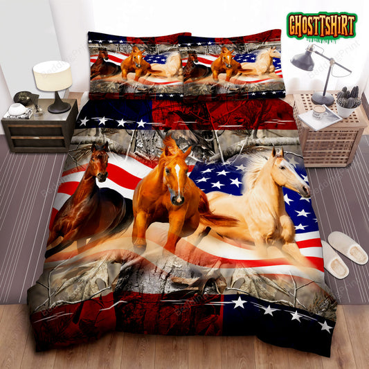 American Horse Bed Sheets Spread Duvet Cover Bedding Set
