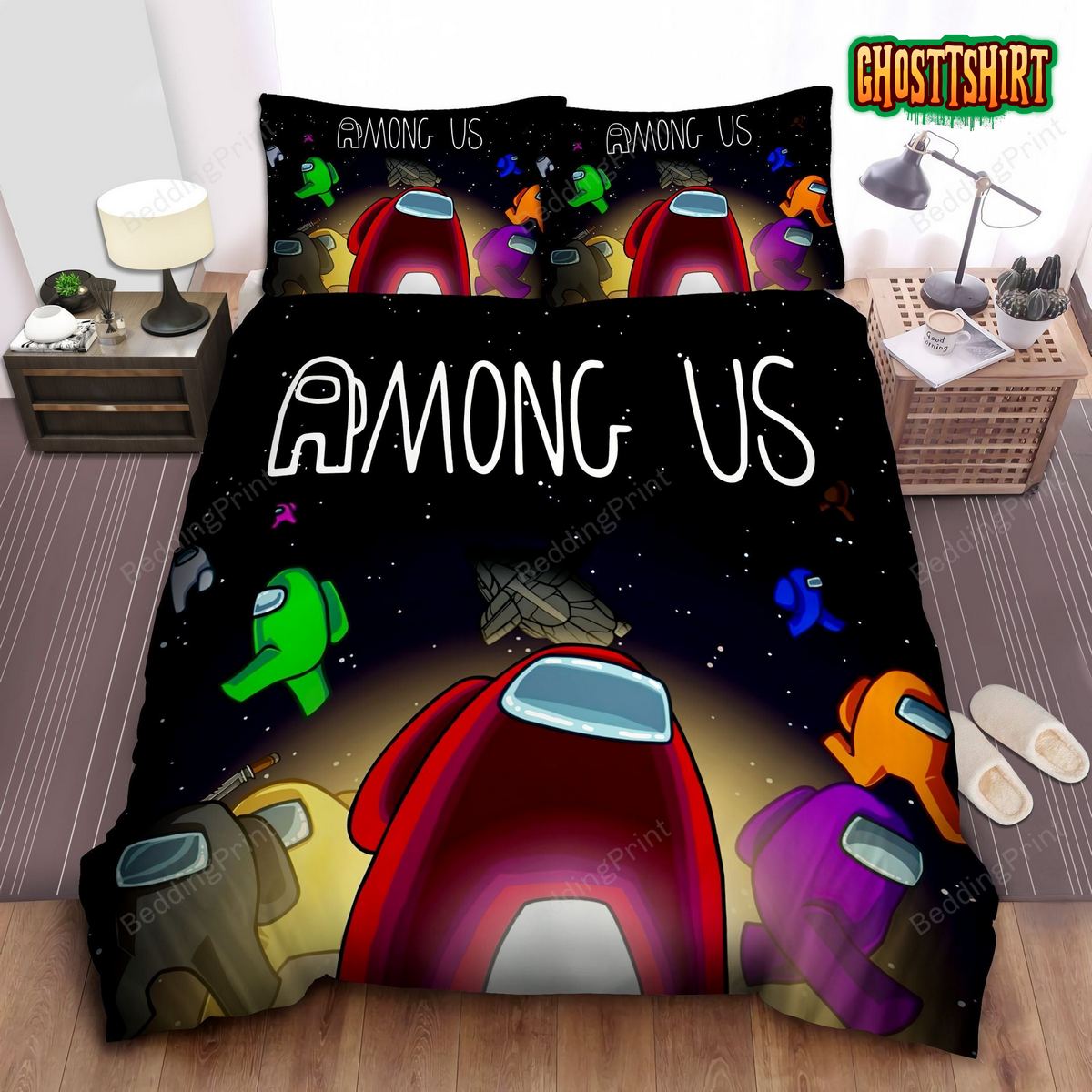 Among Us And Galaxy Bed Sheets Duvet Cover Bedding Set