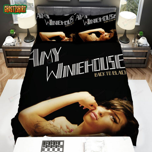 Amy Winehouse Back To Black Album Cover Bed Sheets Spread Comforter Duvet Cover Bedding Set