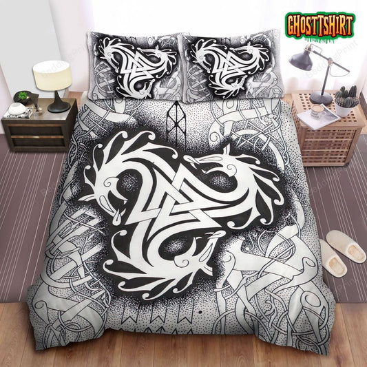 Ancient Viking Symbols Design All Over Print Bed Sheets Duvet Cover Bedding Set