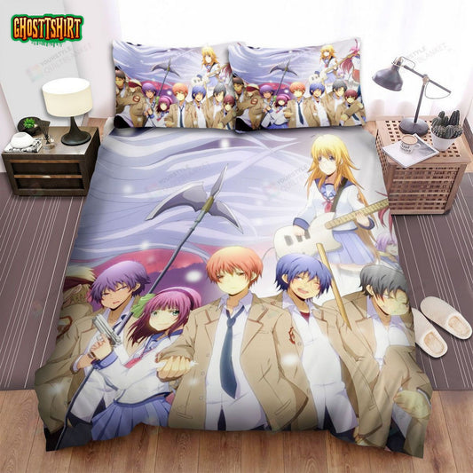 Angel Beats! Team Sss Anime Bed Sheets Spread Comforter Duvet Cover Bedding Set