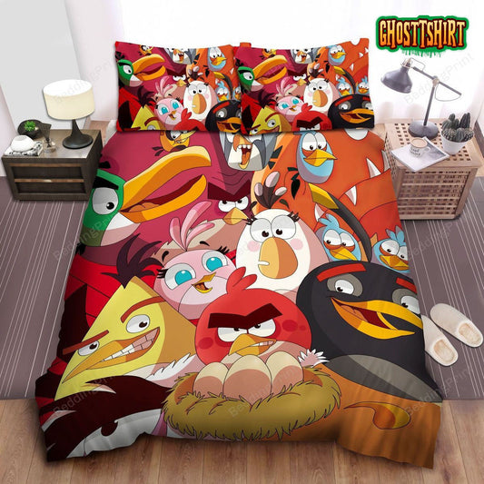 Angry Birds, Protect The Eggs Bed Sheets Duvet Cover Bedding Set