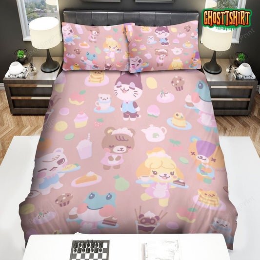 Animal Crossing Dessert Pattern Bed Sheets Duvet Cover Bedding Set