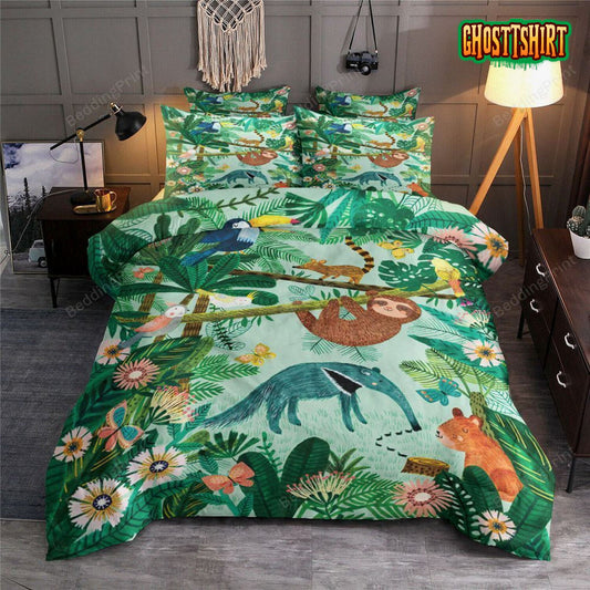 Animals In Tropical Forest Bed Sheets Duvet Cover Bedding Set