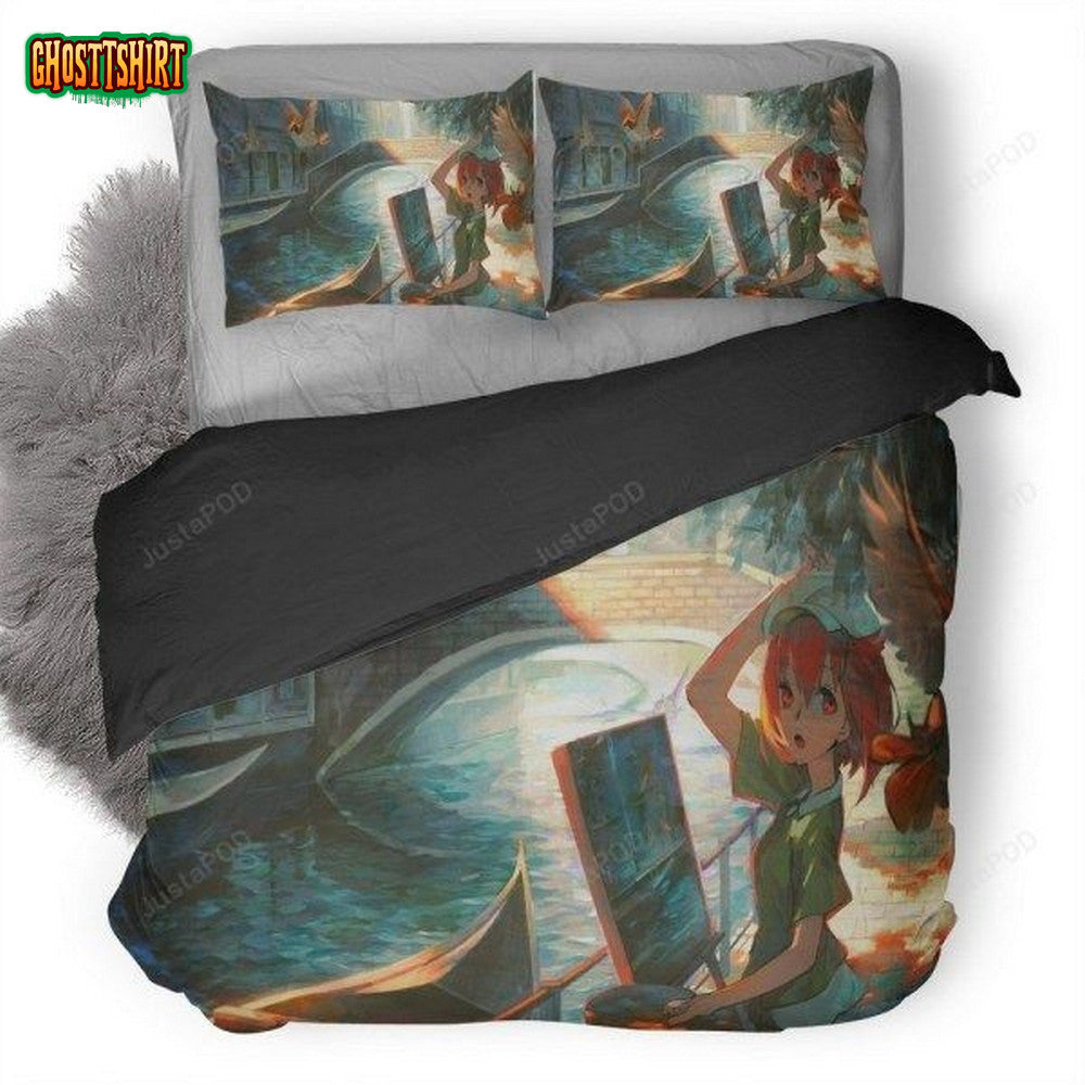 Anime Girl Doing Paiting Artwork Bedding Set