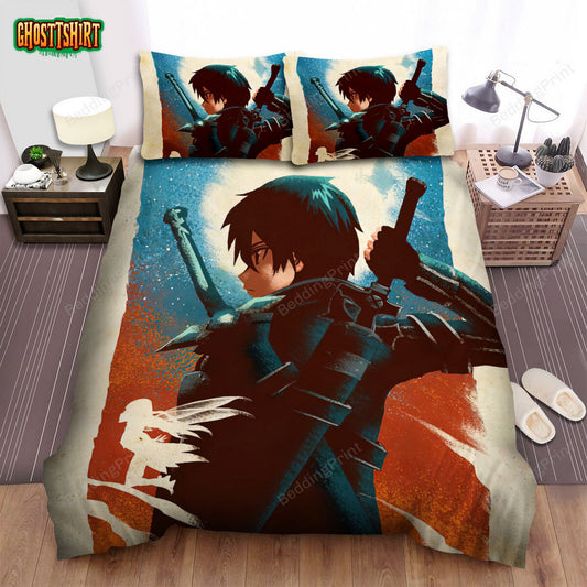 Anime Icons The Black Swordsman Bed Sheets Duvet Cover Bedding Set