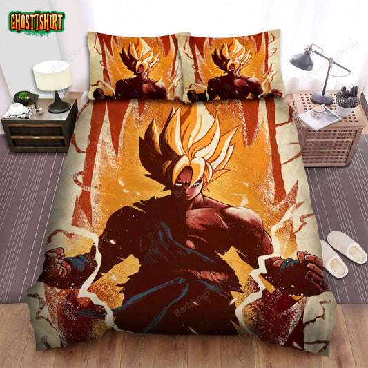 Anime Icons The Super Saiyan Bed Sheets Duvet Cover Bedding Set