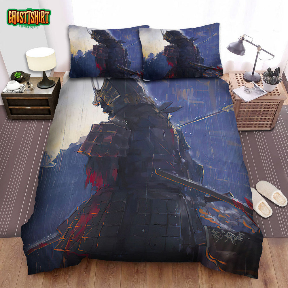 Anime Samurai Girl & Her Companion Artwork Bed Sheets Spread Duvet Cover Bedding Set