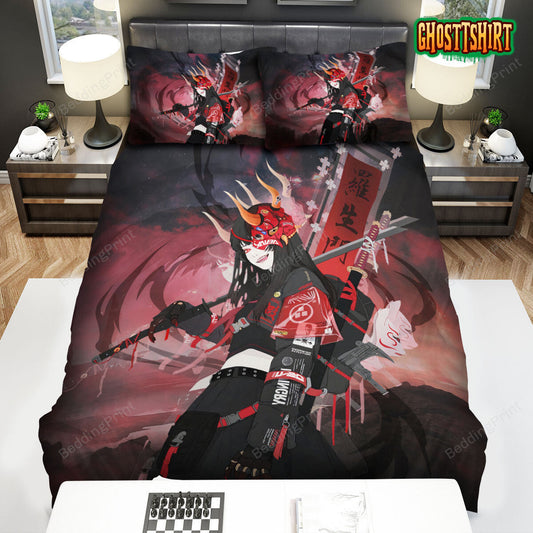 Anime Samurai Girl Warrior In Modern Outfit Bed Sheets Spread Duvet Cover Bedding Set