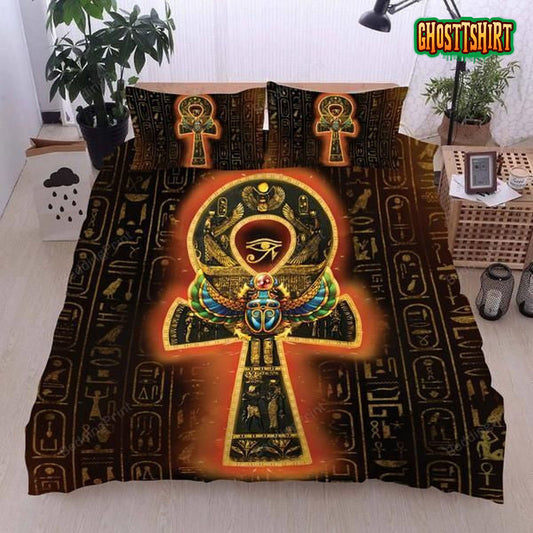 Ankh Ft Scarab Bed Sheets Duvet Cover Bedding Set
