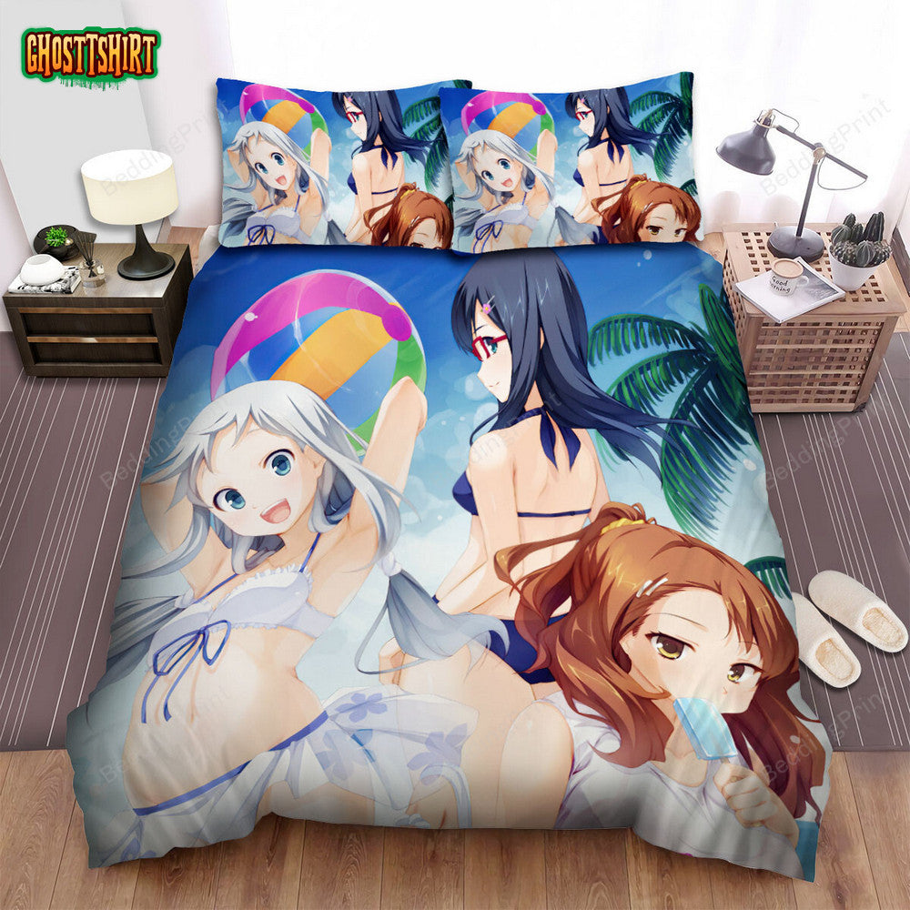 Anohana The Girls' Summer Time Poster Bed Sheets Spread Duvet Cover Bedding Set