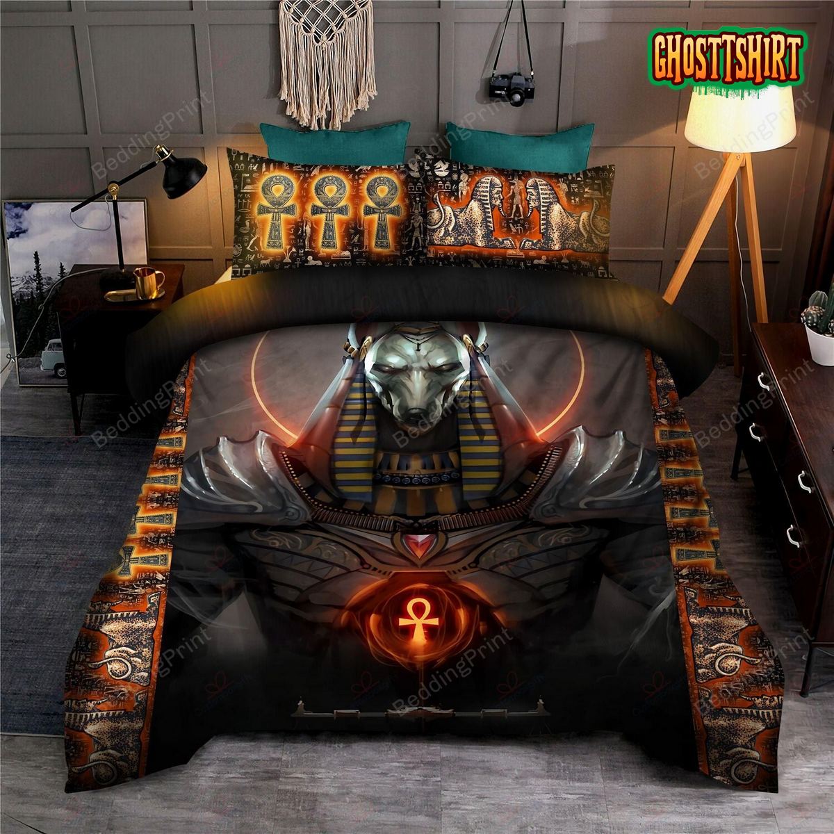 Anubis Egypt Bed Sheets Duvet Cover Bedding Set
