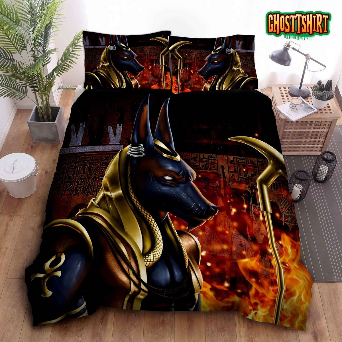 Anubis God Ancient Egyptian Bed Sheets Duvet Cover Bedding Set