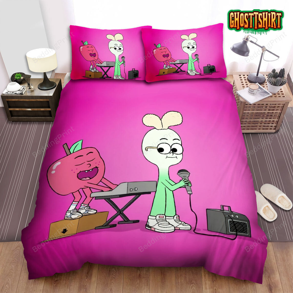 Apple & Onion Playing Music Together Bed Sheets Spread Duvet Cover Bedding Set
