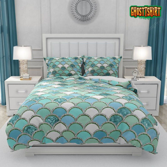Aqua Mermaid Bed Sheets Duvet Cover Bedding Set
