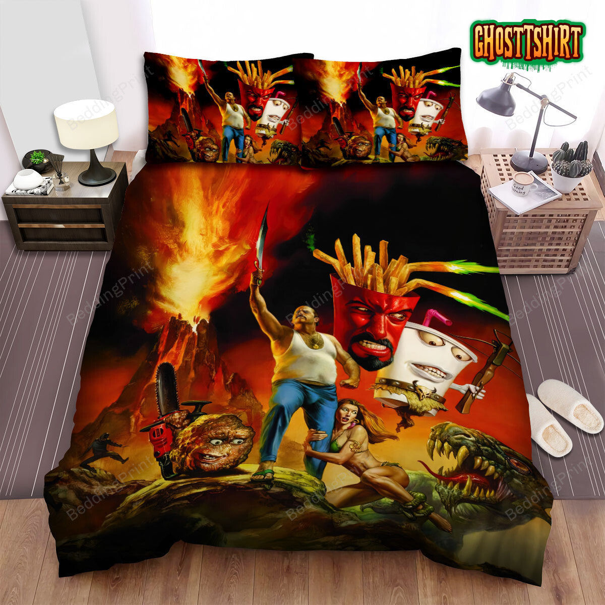 Aqua Teen Hunger Force Group In The Battle Bed Sheets Spread Duvet Cover Bedding Set