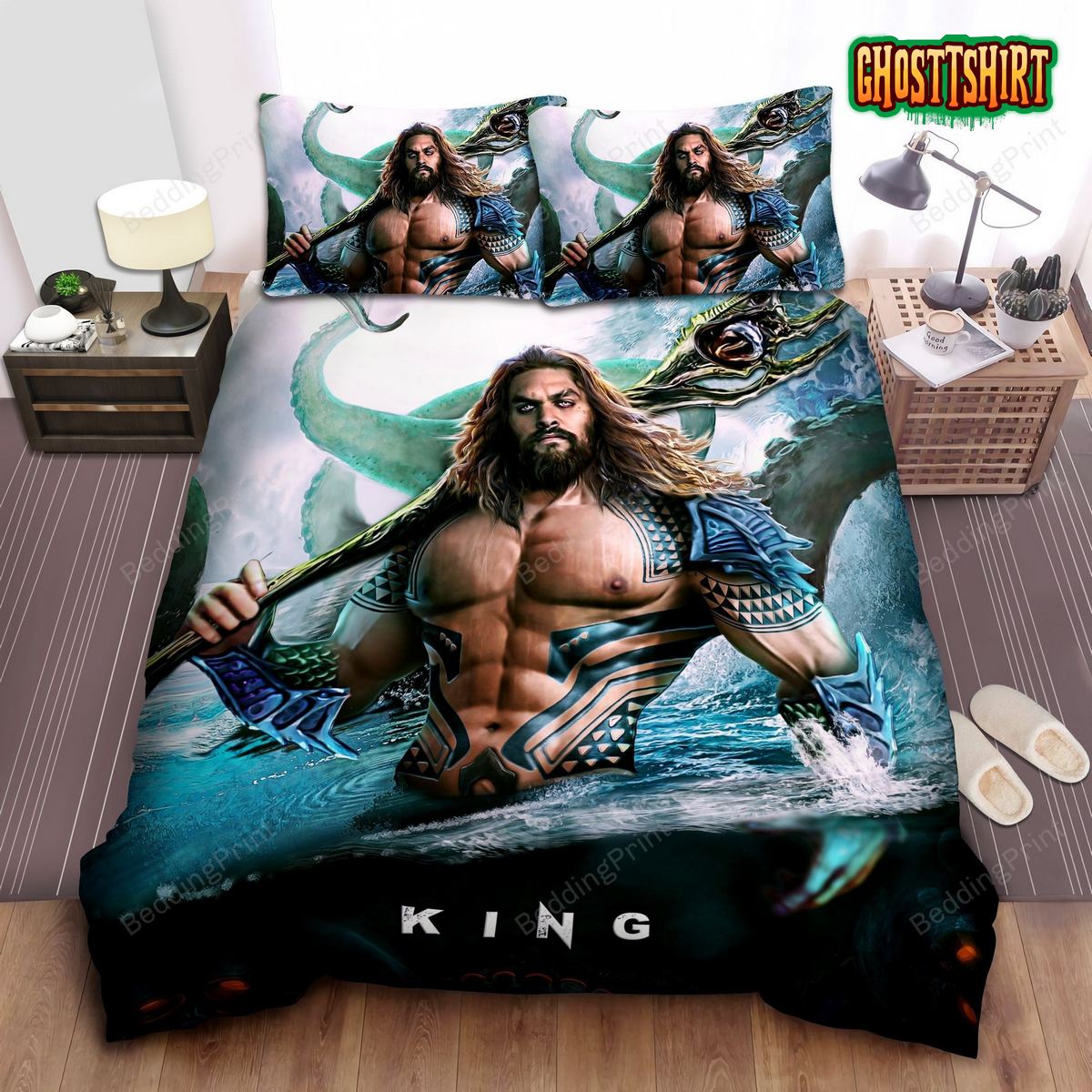 Aquaman And Topo Digital Art Bed Sheets Duvet Cover Bedding Set