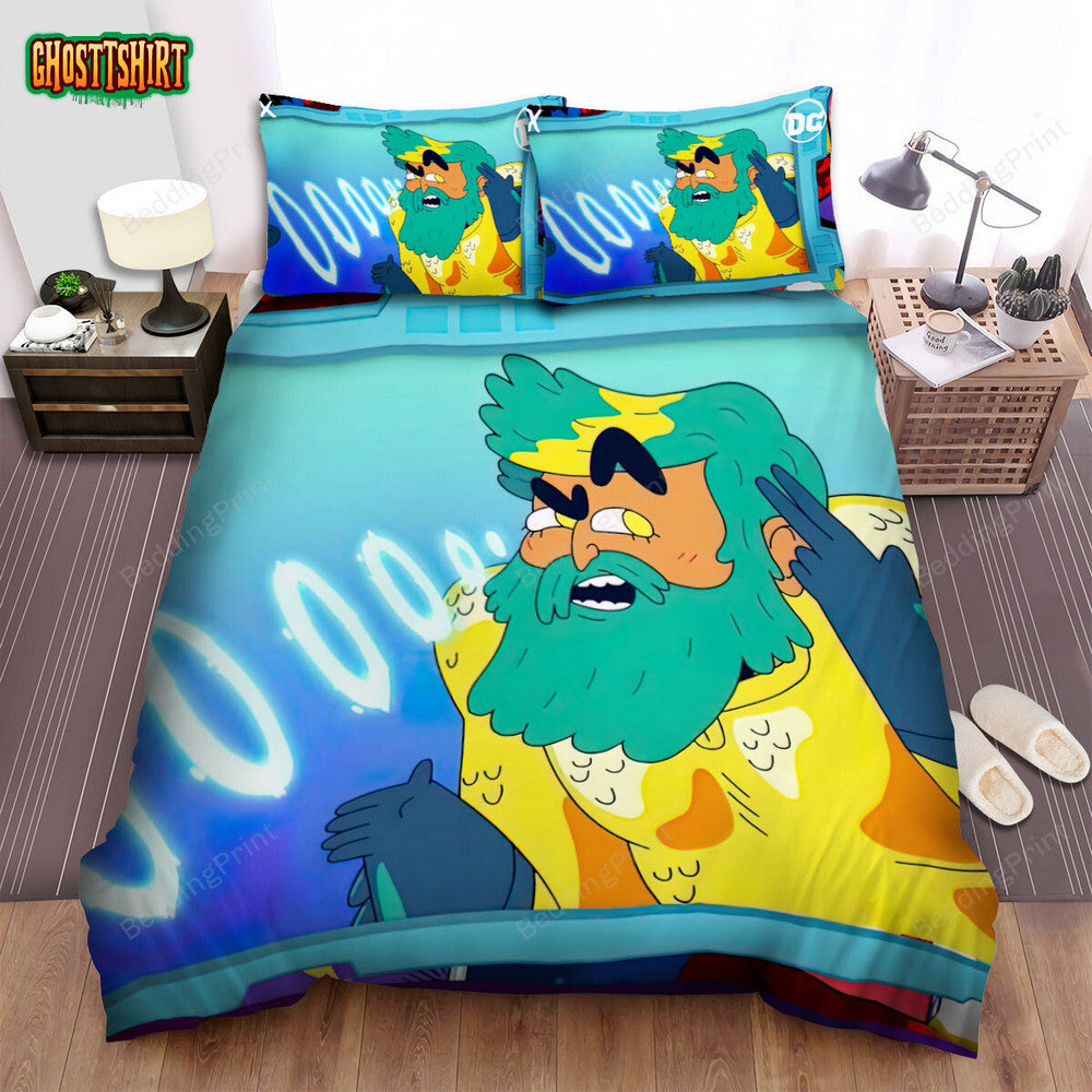 Aquaman King Of Atlantis (2021) Sound Wave Movie Poster Bed Sheets Duvet Cover Bedding Set