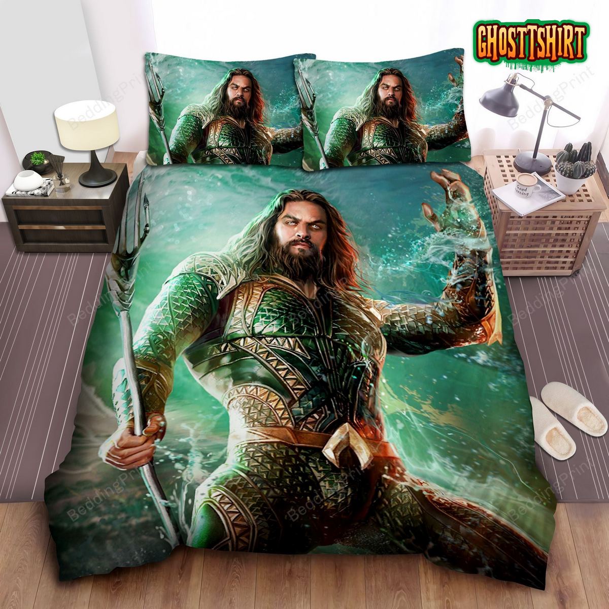 Aquaman The King Of Atlantis Illustration Bed Sheets Duvet Cover Bedding Set