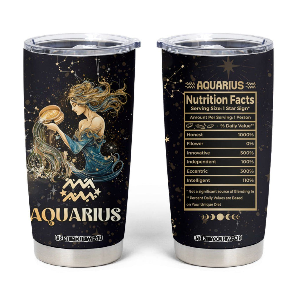 Aquarius Zodiac Tumbler Cup Celestial Constellation Astrology Horoscope Galaxy TB02