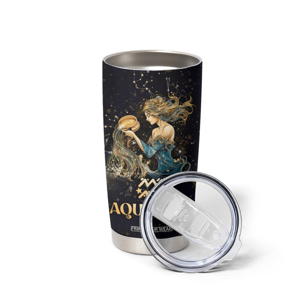 Aquarius Zodiac Tumbler Cup Celestial Constellation Astrology Horoscope Galaxy TB02