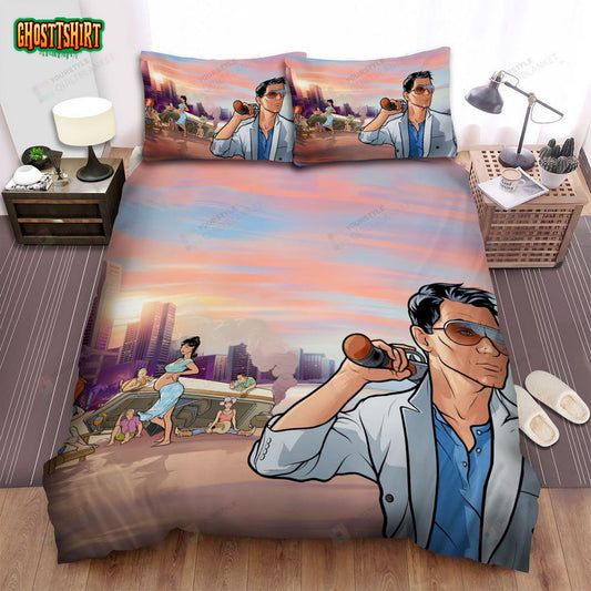 Archer Characters On The Beach Bed Sheets Spread Duvet Cover Bedding Set